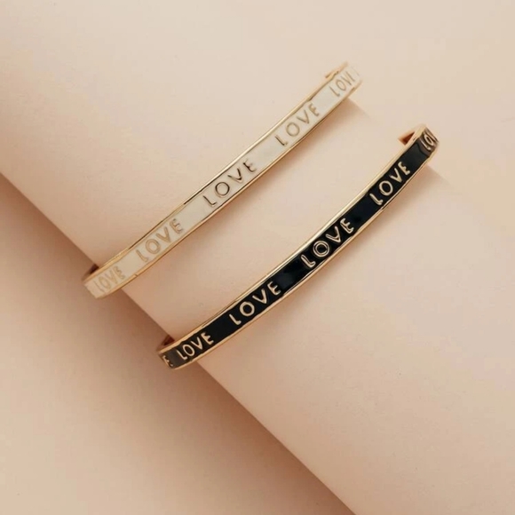 Lovely 2pc Letter Engraved Bangle Bracelet - Picture 3 of 6